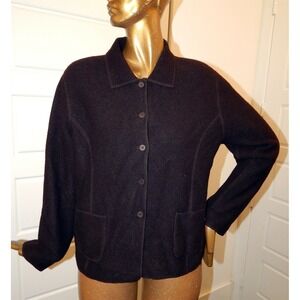Eileen‎ Fisher Brown 100% Wool Blend Peacoat Jacket sz M